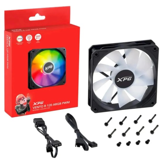 Cooler XPG Vento R 120 ARGB PWM Fans para pc de 120mm Vento R 120 ARGB PWM  VENTOR120ARGBPWM