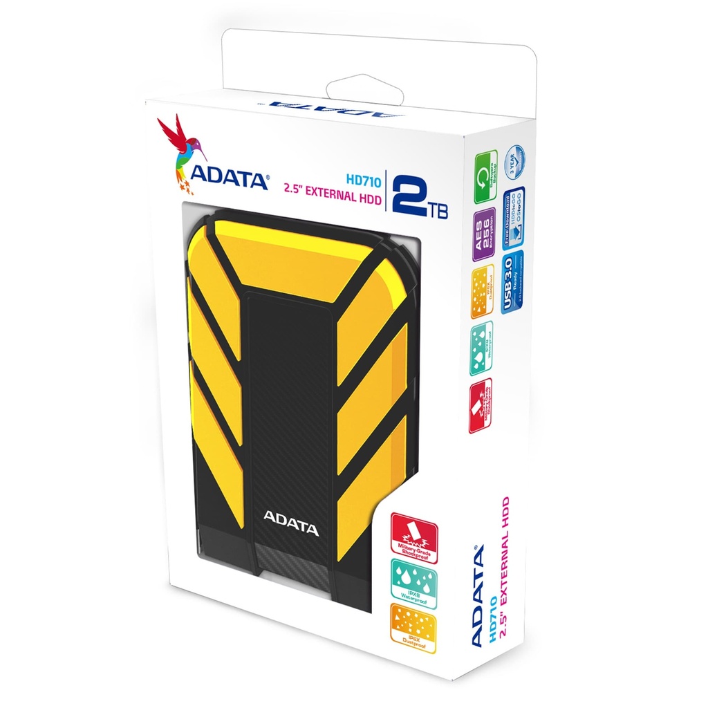 Disco Duro Externo Adata 2tb HD710 Amarillo USB3,0 Antishock Water Resist