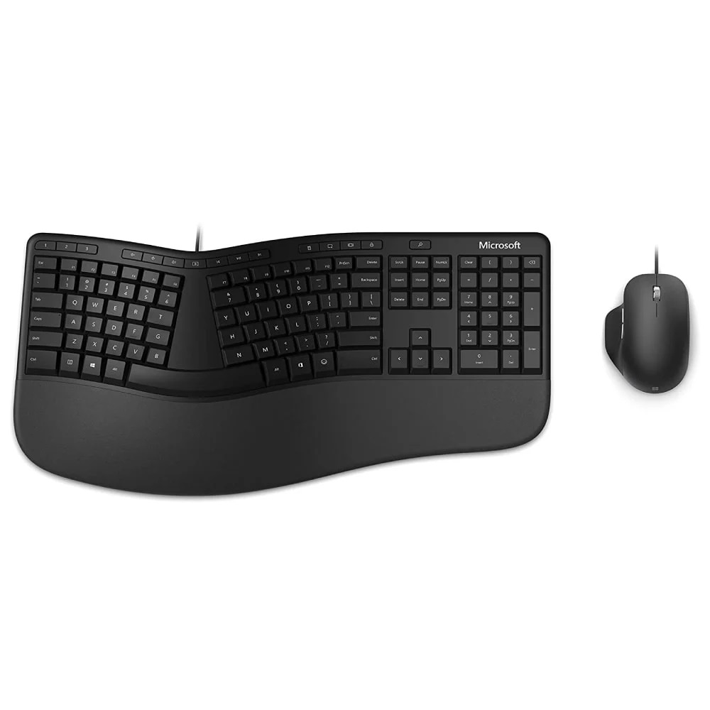 Combo Teclado + Mouse Microsoft con cable Clavier-Souris  Ergonomico Black Spanish  RJU-00003   Model 1878, 1923