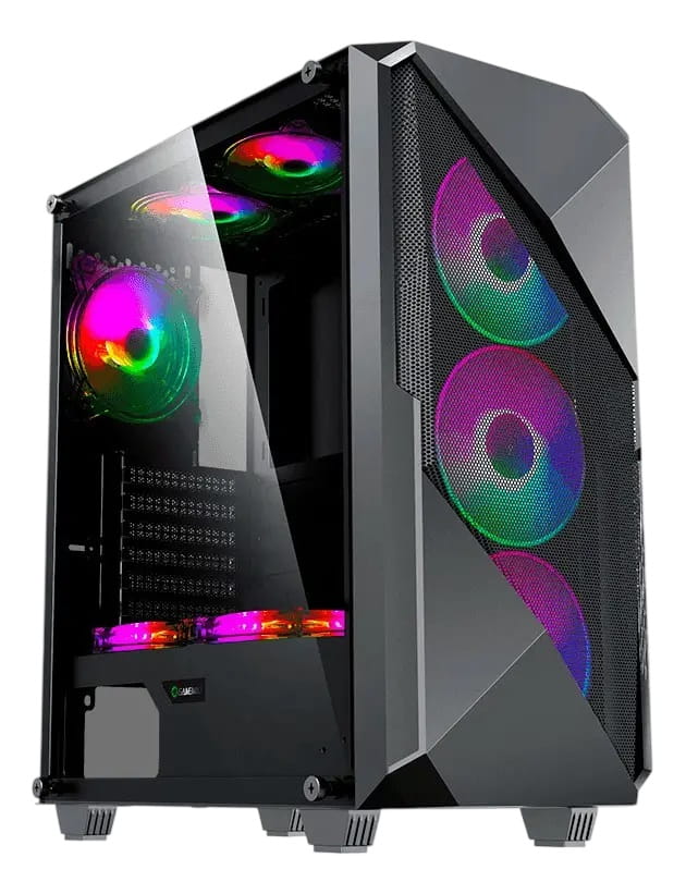 Case Gaming Gamemax REVOLT /1*USB 3.0/1*USB 2.0/2*HDD/2*SSD/CHASIS NEGRO ATX/4*VENTILADORES INTERNOS/VIDRIO TEMPLADO/SIN FUENTE