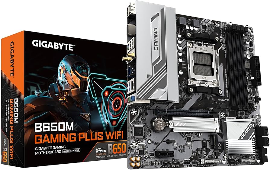 Mainboard Gigabyte B650M gaming plus AM5 ddr5 4 slots HDMI DP 2.5 LAN WiFi mATX