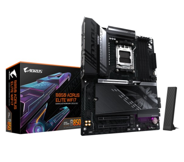 Tarjeta Madre Gigabyte B850 AORUS ELITE WIFI7 ICE AM5 Ryzen 9000 4DDR5 BT DP HDMI USB3.2 PCIe 5.0 ATX