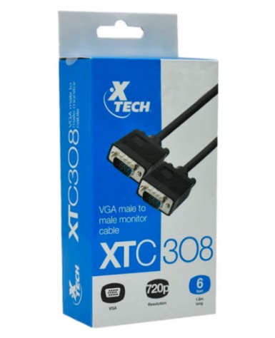 Cable Xtech VGA para Monitor o Proyector 6FT XTC308 macho a macho