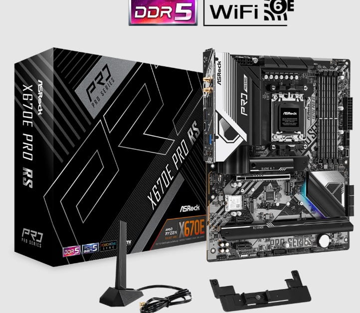 Tarjeta Madre Asrock X670E PRO RS AMD AM5 DDR5 4 slots HDMI 2.5 LAN WiFi + BT ATX