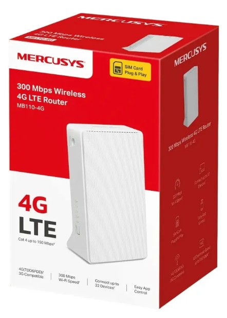 Wireless Router Mercusys MB110-4G 300mbps 3G-4G LTE 150Mbps 32Devices