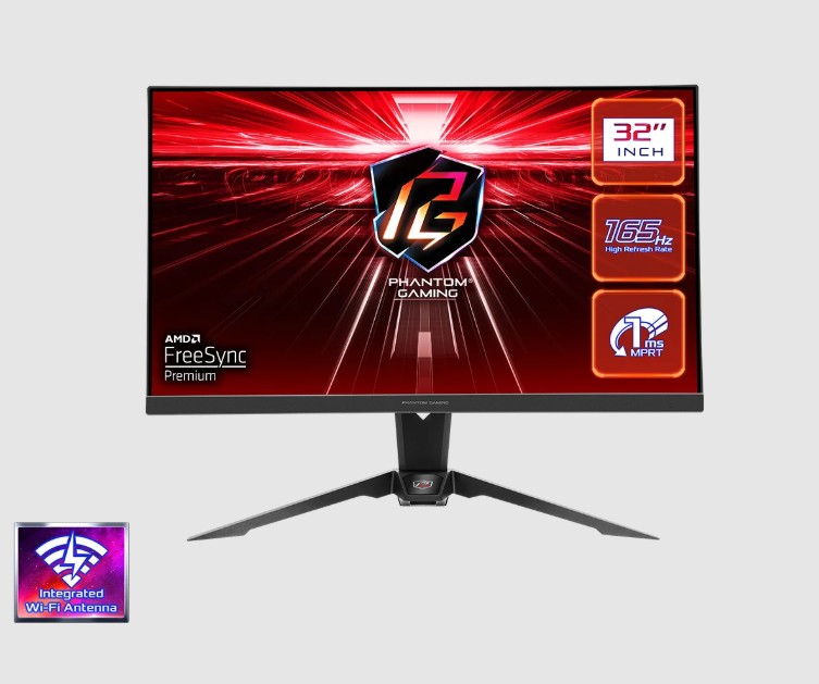 MONITOR ASROCK PG32QF2B PHANTOM GAMING 31.5Inch LED 2560x1440-165Hz 2HDMI DP Black
