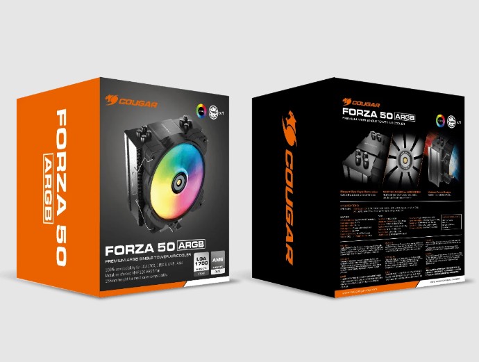 CPU COOLER Cougar Forza 50 ARGB Enfriamiento por aire 1 fan LGA1851 AM5 3MFZR50.0001