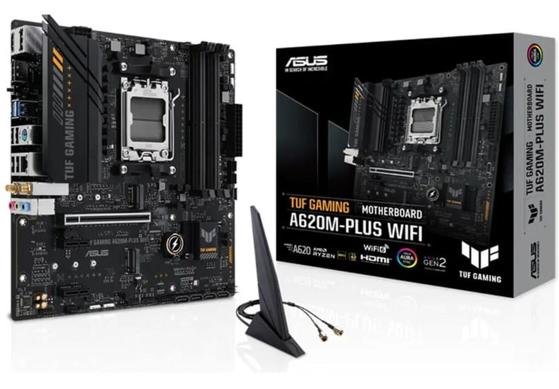 Mbo Asus TUF A620M-PLUS Wifi Amd Am5 4xddr5 Wifi 6 BT V5.3 Aura Sync RGB Hdmi + 2DP 2xM.2 PCI4.0 Micro-atx