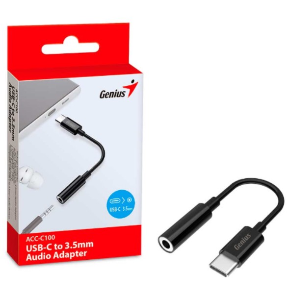 CABLE USB C A GENIUS 3.5MM AUDIO 24 BITS 96KHZ PLUG AND PLAY 10 CM