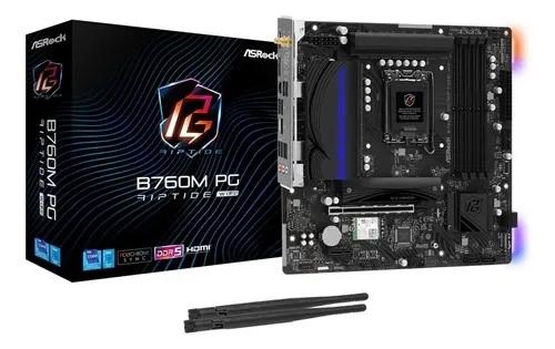 Tarjeta Madre ASROCK B760M PG RIPTIDE WIFI 14va. LGA1700 4DDR5 HDMI DP M.2 13USB 4SATA3 PCIE4.0 mATX 90'MXBN30'A0UAYAZ