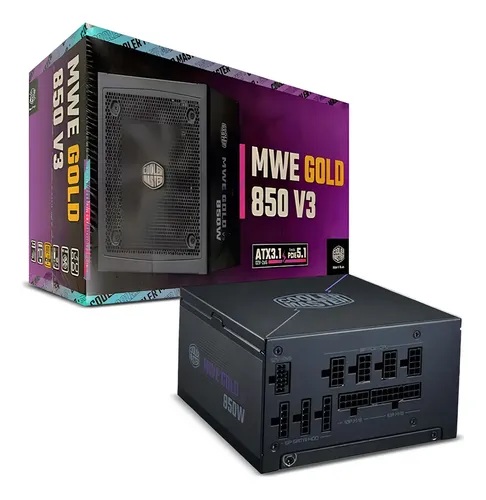 Fuente De Poder Cooler Master MWE GOLD 850 V3 850W 80Plus Gold ATX3.1 PCIe5.1 MPE-8506-ACAG-BUS