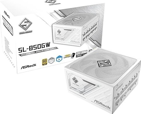Fuente de poder Asrock Steel Legend SL-850GW 850 watts certificacion 80 plus gold modular ATX blanca