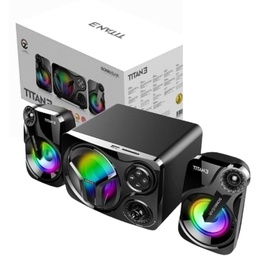 [LT4583] PARLANTE SONIC GEAR TITAN 3 BTMI  2.1 BLUETOOTH AUX IN TF CARD FM RADIO USB  COLOR NEGRO CON GRIS/ POTENCIA 24W TOTAL  / ILUMINACION RGB