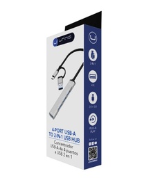[LT4899] Hub de USB 2 en 1 a 3 Puertos Usb 2.0 + 1 Usb 3,0 externo Unnotekno HB1014GY