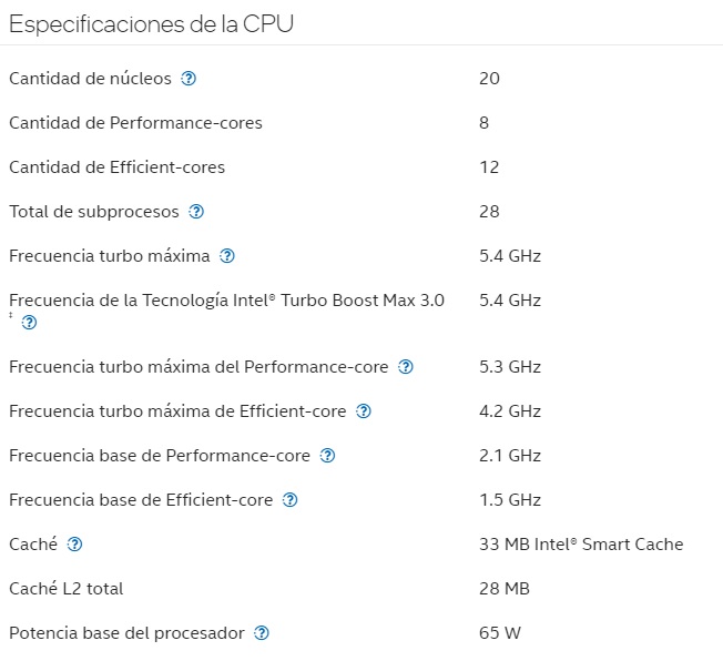 Procesador Intel Core i7-14700 Raptor Lake 2.10GHz hasta 5.40GHz caché 28MB Socket LGA1700 TDP 65w/219w