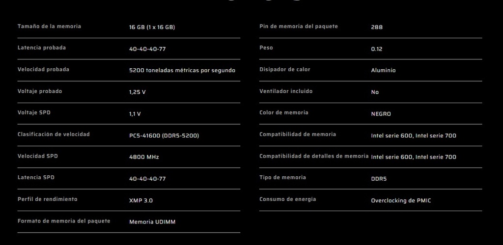 Memoria Ram Corsair 16gb Ddr5 5200MHz Vengeance Black C40 CMK16GX5M1B5200C40