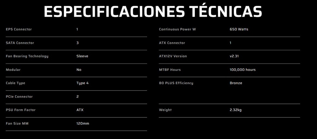 Fuente De Poder Corsair CX650 Cerificacion 80Plus Bronze  CP-9020278-NA