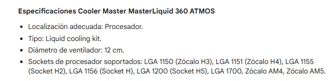 CPU COOLER CoolerMaster MasterLiquid 360 Core II ARGB Negro MLW-D36M-A18PA-R1