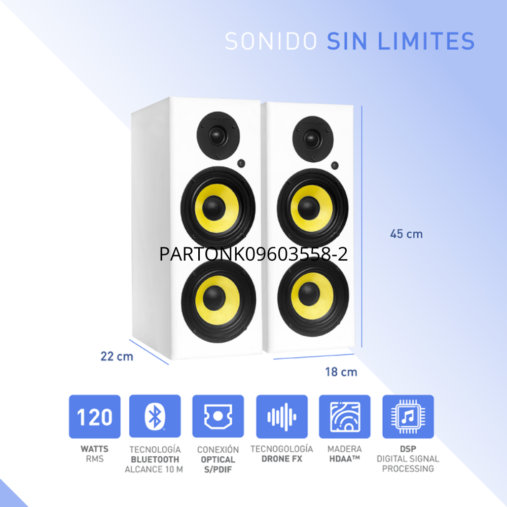 Parlantes Thonet Vander Hoch Gen2 2,0 120W RMS BT Weiss-Blanco HK096-03558 - Hoch Cinema 2.0