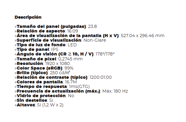 Monitor Asus TUF GAMING VG249Q3A LED 23.8Inc IPS FHD HDMI DP 180Hz Audio Black