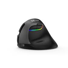 Mouse Delux M618Mini RGB Wireless-BT-Recargable 1000MA Vertical Ergonomico