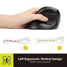 Mouse Delux M618Mini ZD Zurdos RGB Wireless-BT-Recargable 1000MA Vertical Ergonomico