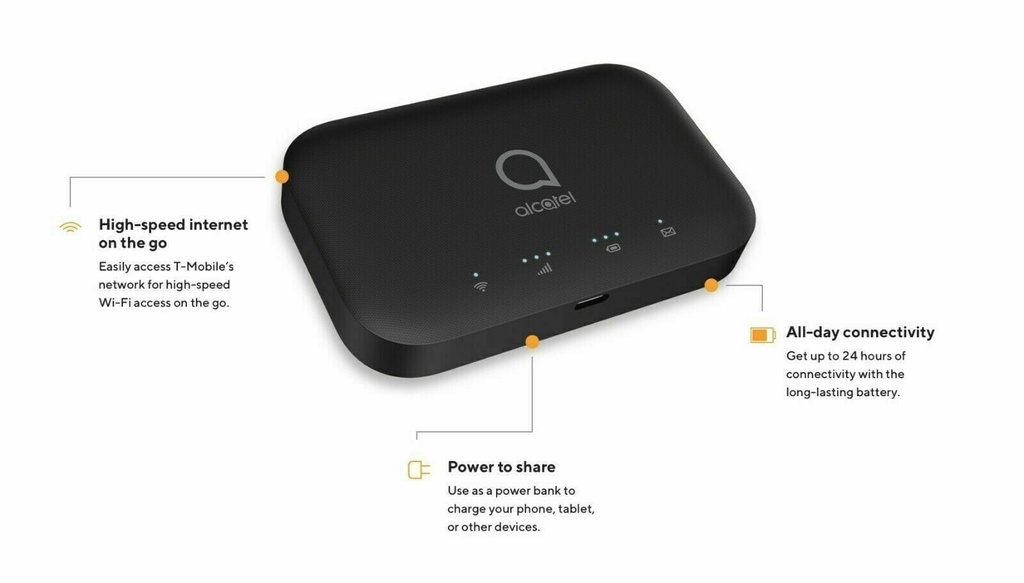 Wireless Alcatel Router Linkzone 2 4G LTE HotSpot Portable PowerBank 2,4Ghz - 5Ghz