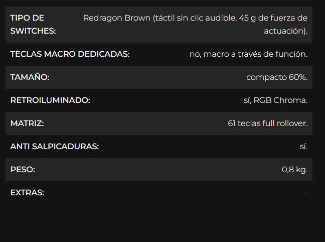 Teclado Gaming Redragon DRACONIC PRO K530-OG&GY&BK-RGB-PRO WIRELESS 60% SWITCH BROW Wired / 2.4Ghz / BT