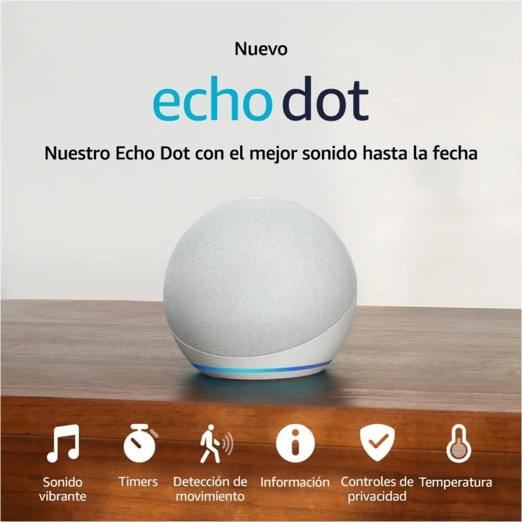 Parlante Echo Dot. 5ta Gen. Inteligente Alexa White UPC 840080531083
