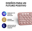 Teclado LOGITECH PEBBLE KEYS 2 K380S Wireless SP Rosa 920-011785