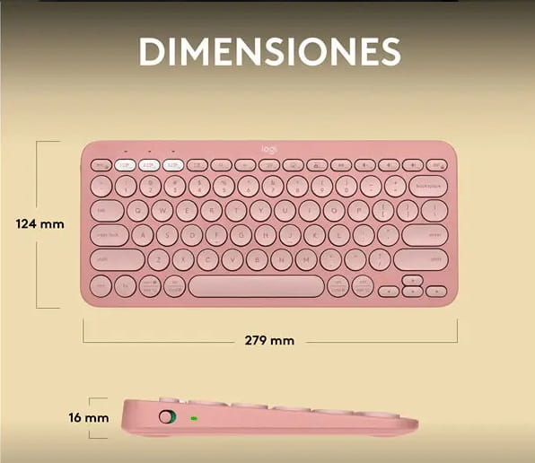 Teclado LOGITECH PEBBLE KEYS 2 K380S Wireless SP Rosa 920-011785