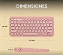 Teclado LOGITECH PEBBLE KEYS 2 K380S Wireless SP Rosa 920-011785