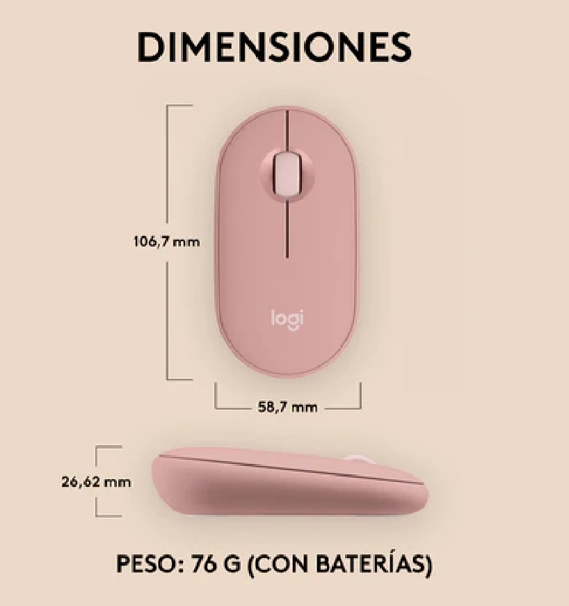 Mouse Logitech wireles M350S Pebble Mouse 2 Pink Wireless RF - BT 4000DPI 910-007048