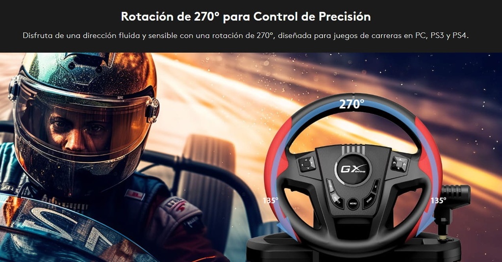 Volante Genius Gx SpeedMaster 270º Racing Wheel Para Pc PS3-4