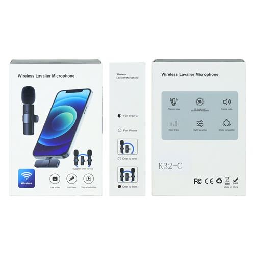 Microfono para Celular - Microfono doble wireless Lavalier con entrada tipo C