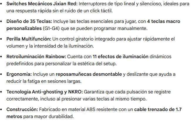 Teclado Primus Gaming Ballista 41T Retroiluminado para una mano USB PKS-040E