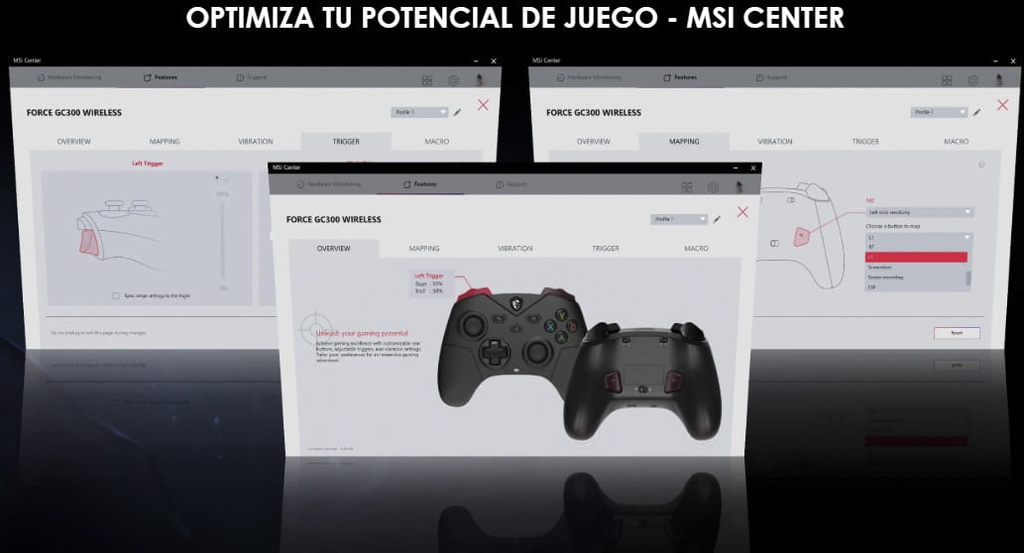 Gamepad Para PC MSI FORCE GC300 Wireless para PC Force GC300 W