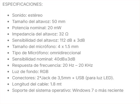 Audífonos Xtrike-Me HP-318 Estéreo con Micrófono, RGB, USB + Jack 3.5mm, Cable 1.8m Negro