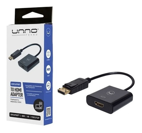 Adaptador Display port a HDMI FHD Unnotekno AD3004BK