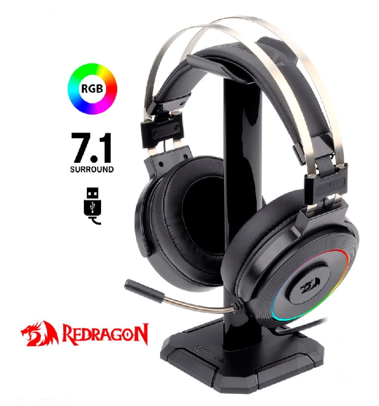 Audifono Gaming Redragon Lamia2 H320RGB-1 USB Black con sonido envolvente virtual 7.1 e iluminación RGB