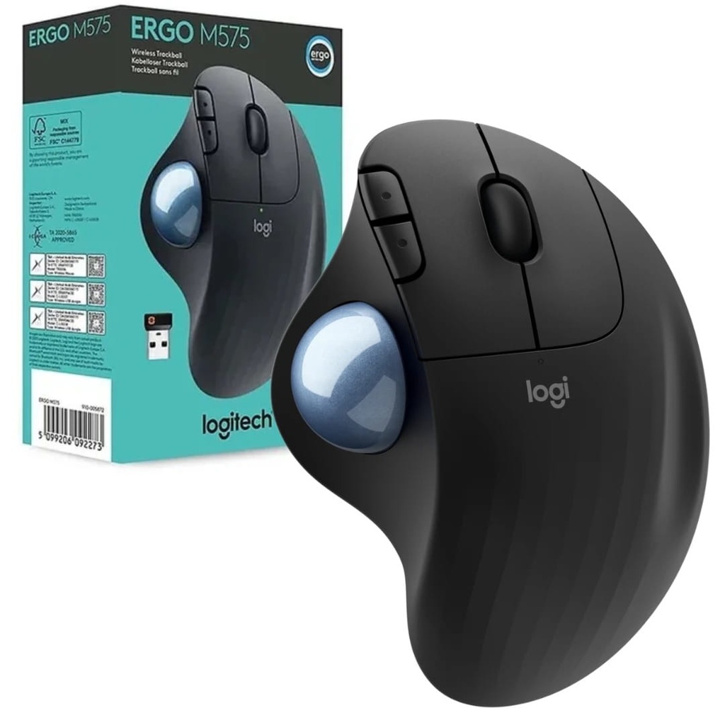 Mouse Logitech Ergo M575s Negro Wireless Trackball Bt Logi Bolt 910-007031