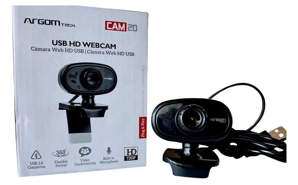 Camara Web Argom HD 720P con micrófono-led cam20 ARG-WC-9120BK-A00530
