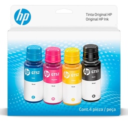 [LT4514] Pack de 4 Tintas HP Cyan-Magenta-Yellow-Negro GT52 GT53  9F3N4AL